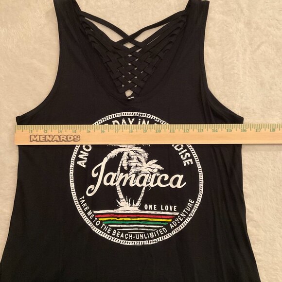Laid Back Jamaica One Love Black Tank top Palm Trees NEW NWT Womens SIze Medium - Picture 2 of 7